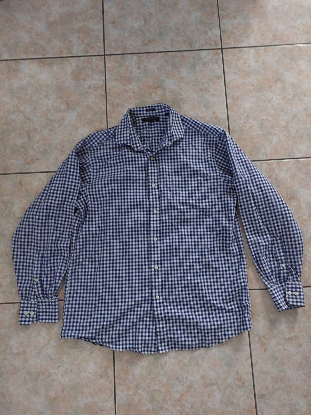 Tommy Hilfiger Preppy Navy and White Gingham Dress Shirt